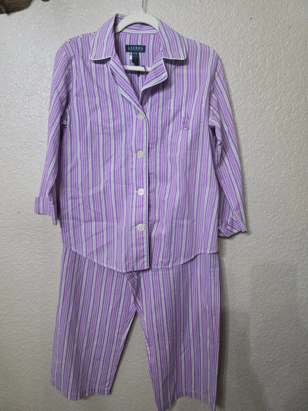 Lauren Lavender Striped Womens Pajama Set - Picture 1 of 6